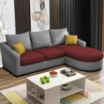 Raj Furniture 4-Seater Sofa Set For Living Room, Maroon/Grey