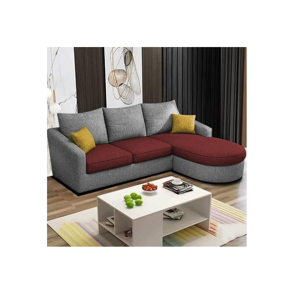 Raj Furniture 4-Seater Sofa Set For Living Room, Maroon/Grey