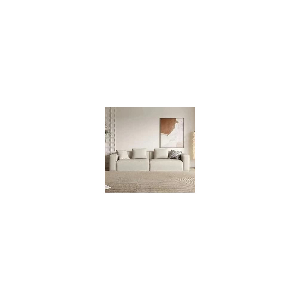 Ripple Furniture Modern Living Room Sofa Set With Chaise Lounge, Ottoman, Beige