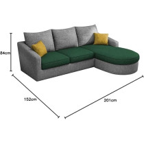Raj Furniture 4-Seater Sofa Set For Living Room, Green/Grey