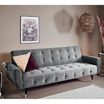 Raj Furniture 2 In 1 Upholstered Flip Sofa Bed, Light Gray