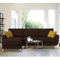 Raj Furniture 4 Seater L-Shaped Living Room Sofa In Plush Velvet Fabric Lhs, Brown Fabric