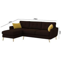 Raj Furniture 4 Seater L-Shaped Living Room Sofa In Plush Velvet Fabric Lhs, Brown Fabric