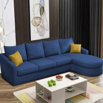 Raj Furniture The Round Lounger L-Shape 6 Seater Sofa Set For Your Living Room, Rhs, Blue