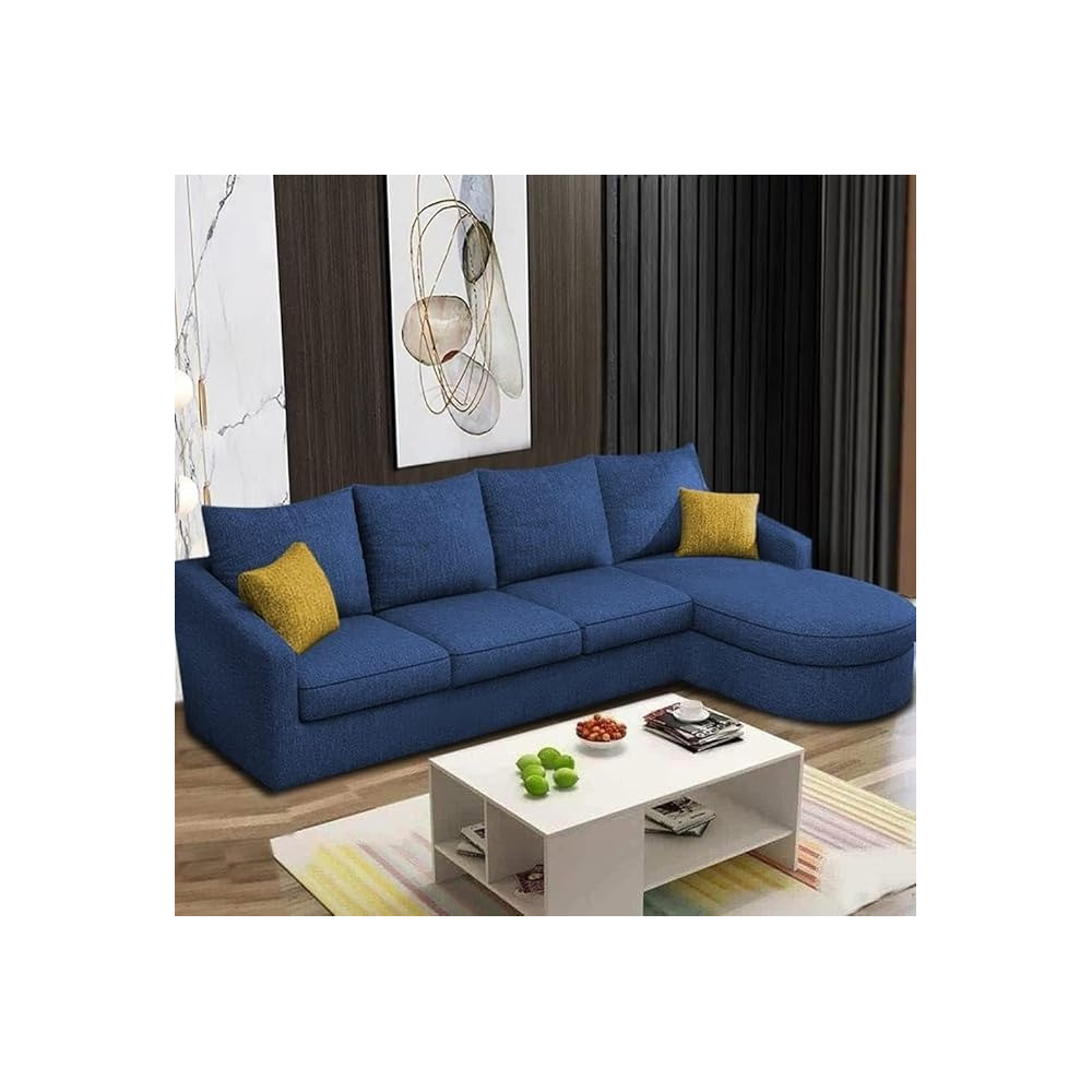 Raj Furniture The Round Lounger L-Shape 6 Seater Sofa Set For Your Living Room, Rhs, Blue