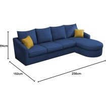 Raj Furniture The Round Lounger L-Shape 6 Seater Sofa Set For Your Living Room, Rhs, Blue