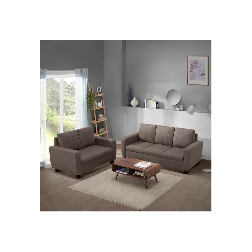 Raj Furniture Modern Fabric Sofa, 3+2 Seater, Pebble Brown