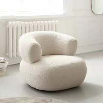 Raj Furniture Lamb Wool Sofa Chairs Single Seat Comfy Upholstered Arm Chair Living Room Bedroom Furniture, White