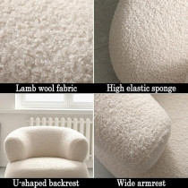 Raj Furniture Lamb Wool Sofa Chairs Single Seat Comfy Upholstered Arm Chair Living Room Bedroom Furniture, White