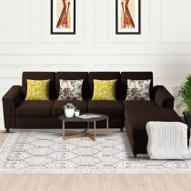 Raj Furniture Harmony 6-Seater, L-Shape Sofa Set For Living Room, Brown