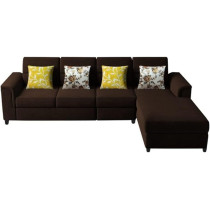 Raj Furniture Harmony 6-Seater, L-Shape Sofa Set For Living Room, Brown