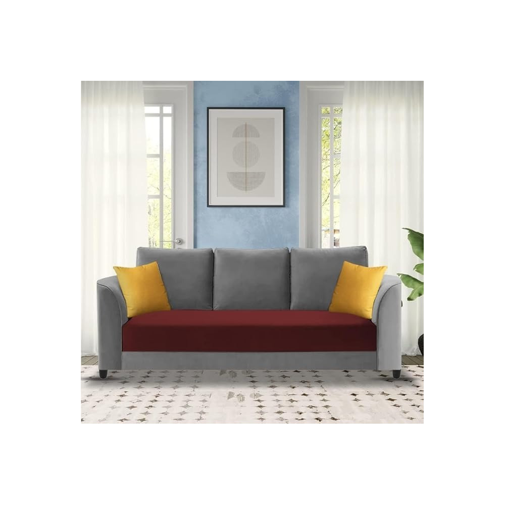 Raj Furniture Modern Elegance 3-Seater Sofa Set, Maroon Grey