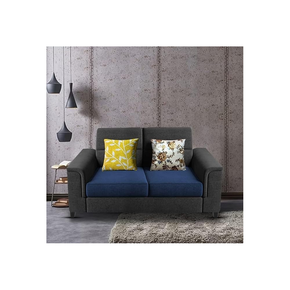Raj Furniture 2 Seater Sofa Set For Living Room, Black/Blue