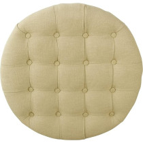 Homepop Button Tufted Round Storage Ottoman, Tan Woven