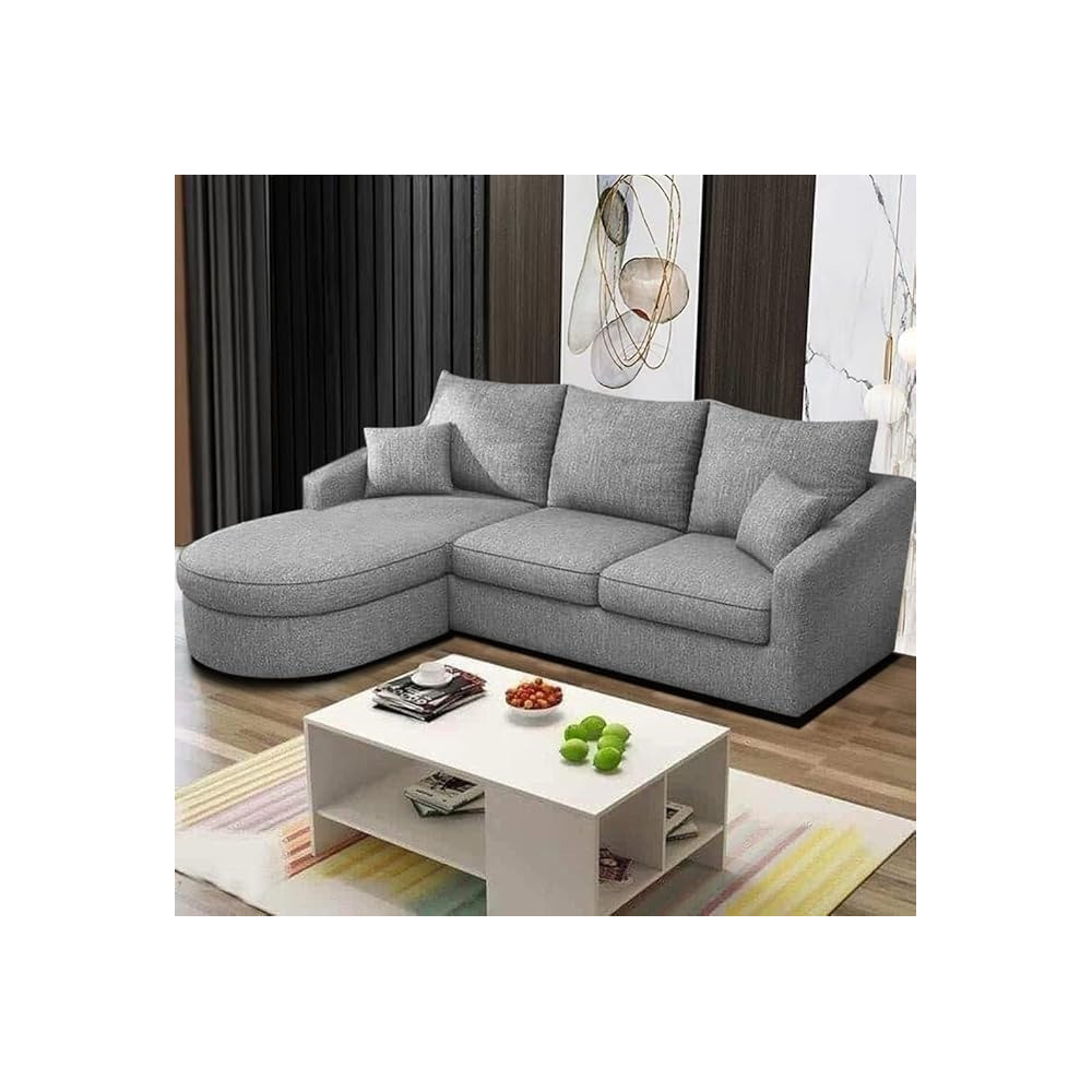 Raj Furniture 4-Seater Sofa Set For Living Room, Lhs, Grey