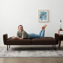 Raj Furniture 3 Seater Wooden Sofa Cum Bed For Living Room, Brown