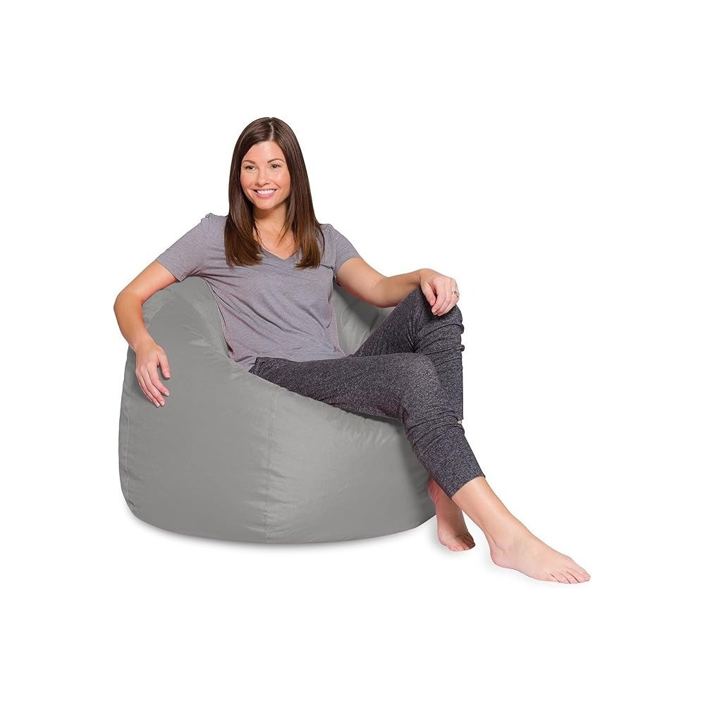 Raj Furniture Comfy Pvc Leather Large Pvc Bean Bag, Grey, H42 X W42 X D28 Cm