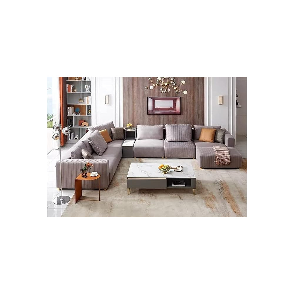 Raj Furniture U Shape Sofa Set 7 Seater Living Room Furniture Sectional Fabric Sofa With Storage Drawers