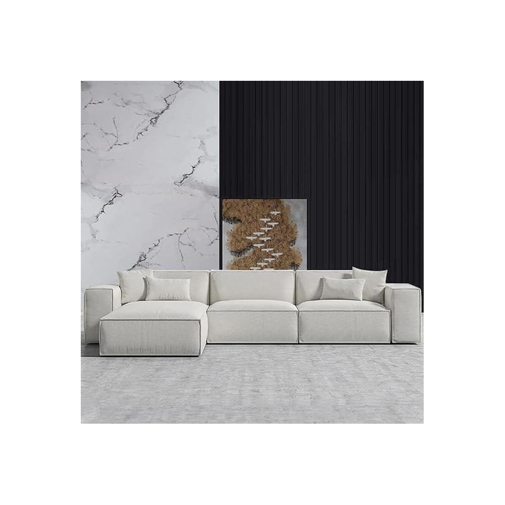 Raj Furniture L Shape Luxury Sofa Set Modern Design Furniture Sectional Couch Living Room Sofas, White