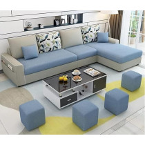 Raj Furniture Simple Combination Removable And Washable Three-Person Small Apartment Sofa Modern Sectional Sofa, Blue