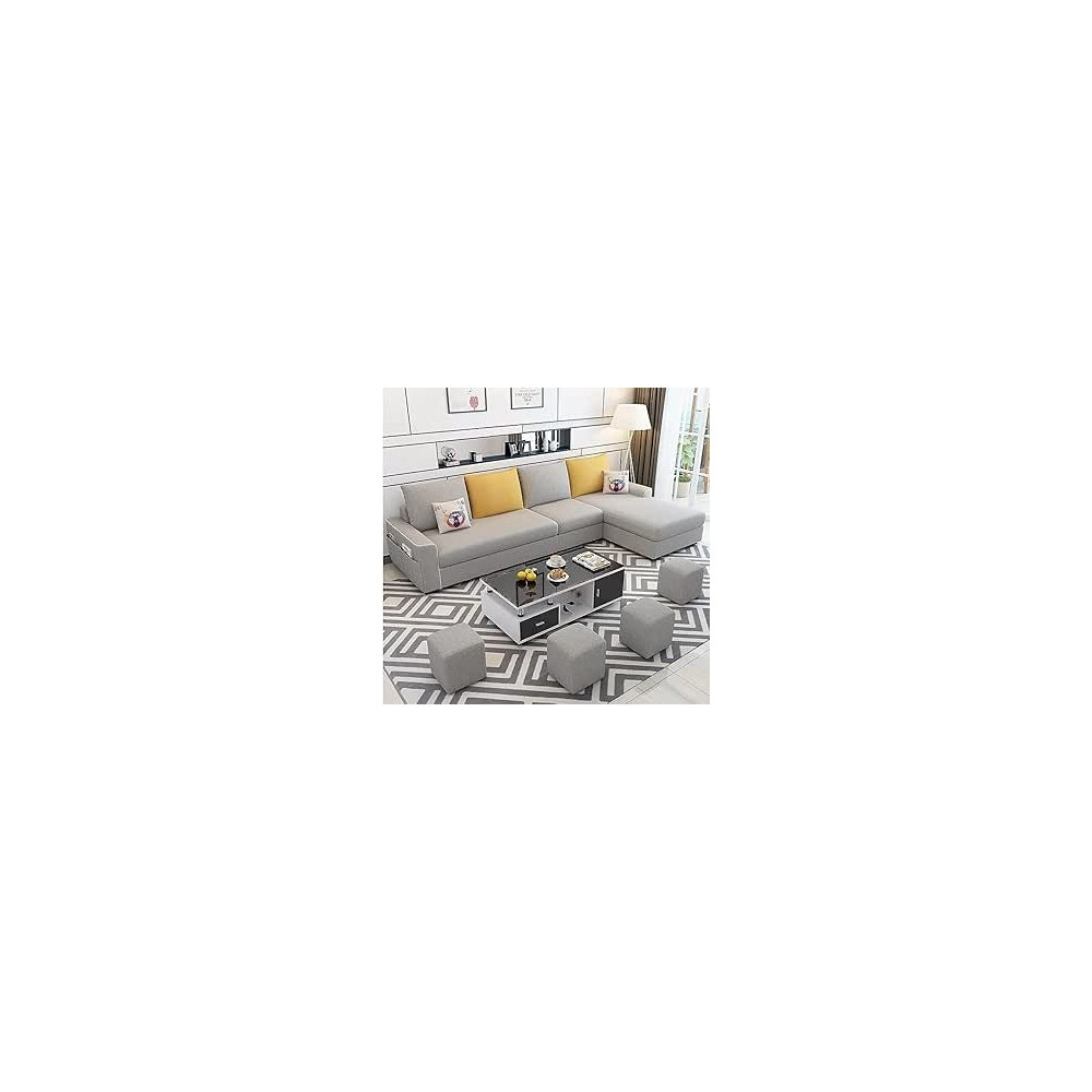 Raj Furniture Simple Combination Removable And Washable Three-Person Small Apartment Sofa Modern Sectional Sofa, Grey
