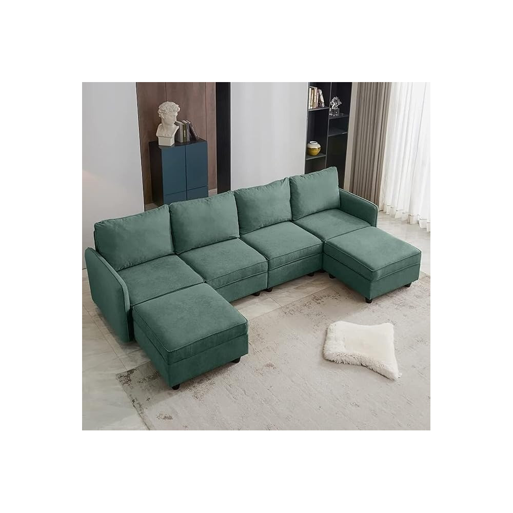 Raj Furniture U Shape Luxury Sofa Set Modern Design Furniture Sectional Couch Living Room Sofas, Green