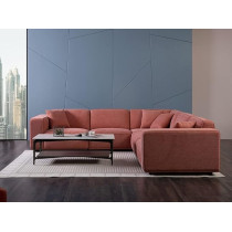Raj Furniture High End Living Room Furniture Manufacturers Royal Modern L Shape Fabric Sofa Set, Rose Pink