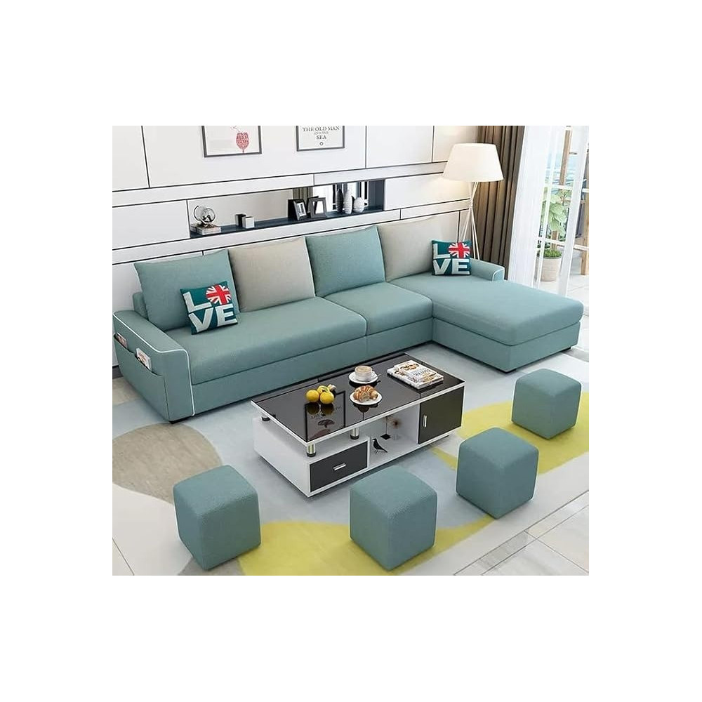 Raj Furniture Simple Combination Removable And Washable Three-Person Small Apartment Sofa Modern Sectional, Green
