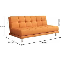 Raj Furniture Fabric Sofa Living Room Small Apartment Modern Minimalist Bedroom Three-Seat Sofa Bed, Folding Dual-Use Sofa Bed, Orange