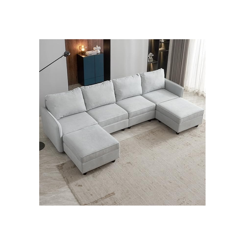 Raj Furniture U Shape Luxury Sofa Set Modern Design Furniture Sectional Couch Living Room Sofas, White