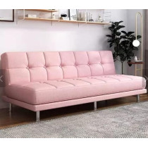 Raj Furniture Fabric Sofa Living Room Small Apartment Modern Minimalist Bedroom Three-Seat Sofa Bed, Folding Dual-Use, Pink