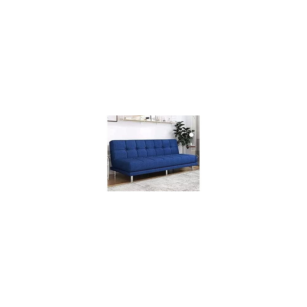Raj Furniture Fabric Sofa Living Room Small Apartment Modern Minimalist Bedroom Three-Seat Sofa Bed, Folding Dual-Use Sofa Bed, Blue