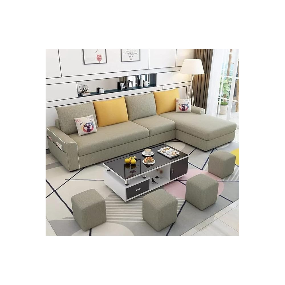 Raj Furniture Simple Combination Removable And Washable 3 Person Small Apartment Sofa Modern Sectional Sofa, Grey