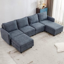 Raj Furniture U Shape Luxury Sofa Set Modern Design Furniture Sectional Couch Living Room Sofas, Grey