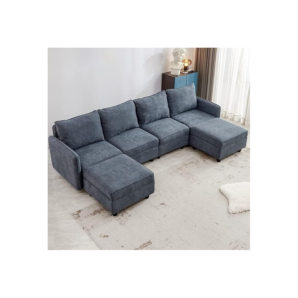 Raj Furniture U Shape Luxury Sofa Set Modern Design Furniture Sectional Couch Living Room Sofas, Grey