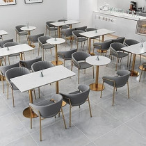 Raj Fruniture Modern Accent Dining Chairs Flannelette Comfy Upholstered Armchair Living Room Furniture Leisure Lounge Chairs With Golden Metal Leg, Gray