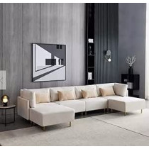 Raj Furniture U Shape Luxury Sofa Set Modern Design Furniture Sectional Couch Living Room Sofa, Beige