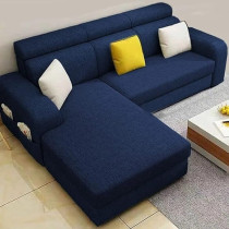 Raj Furniture 4 Seater L Shape Sofa For Living Room, Blue
