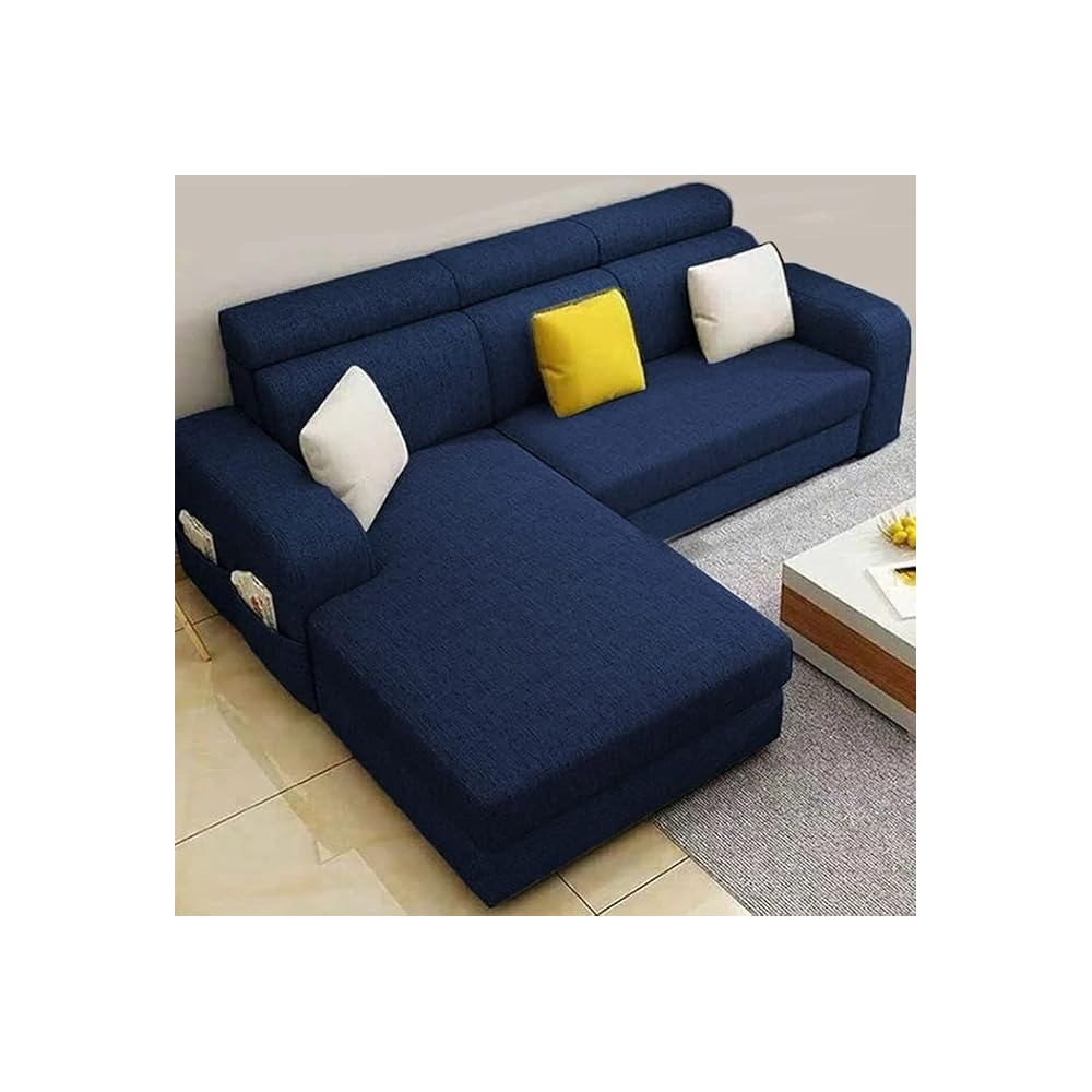 Raj Furniture 4 Seater L Shape Sofa For Living Room, Blue