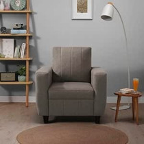 Raj Furniture Modern Fabric Sofa 1 Seater, Pebble Brown