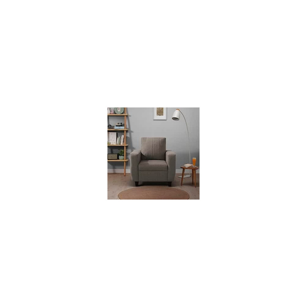Raj Furniture Modern Fabric Sofa 1 Seater, Pebble Brown