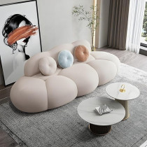 Ripple Furniture Contemporary Armless Sofa Wool Cloud Stylish Living Room Sofa, Baby Pink