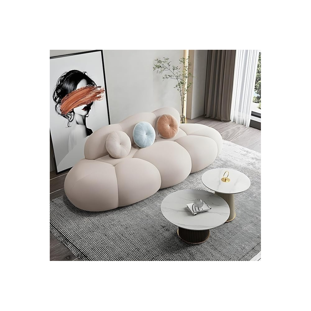 Ripple Furniture Contemporary Armless Sofa Wool Cloud Stylish Living Room Sofa, Baby Pink