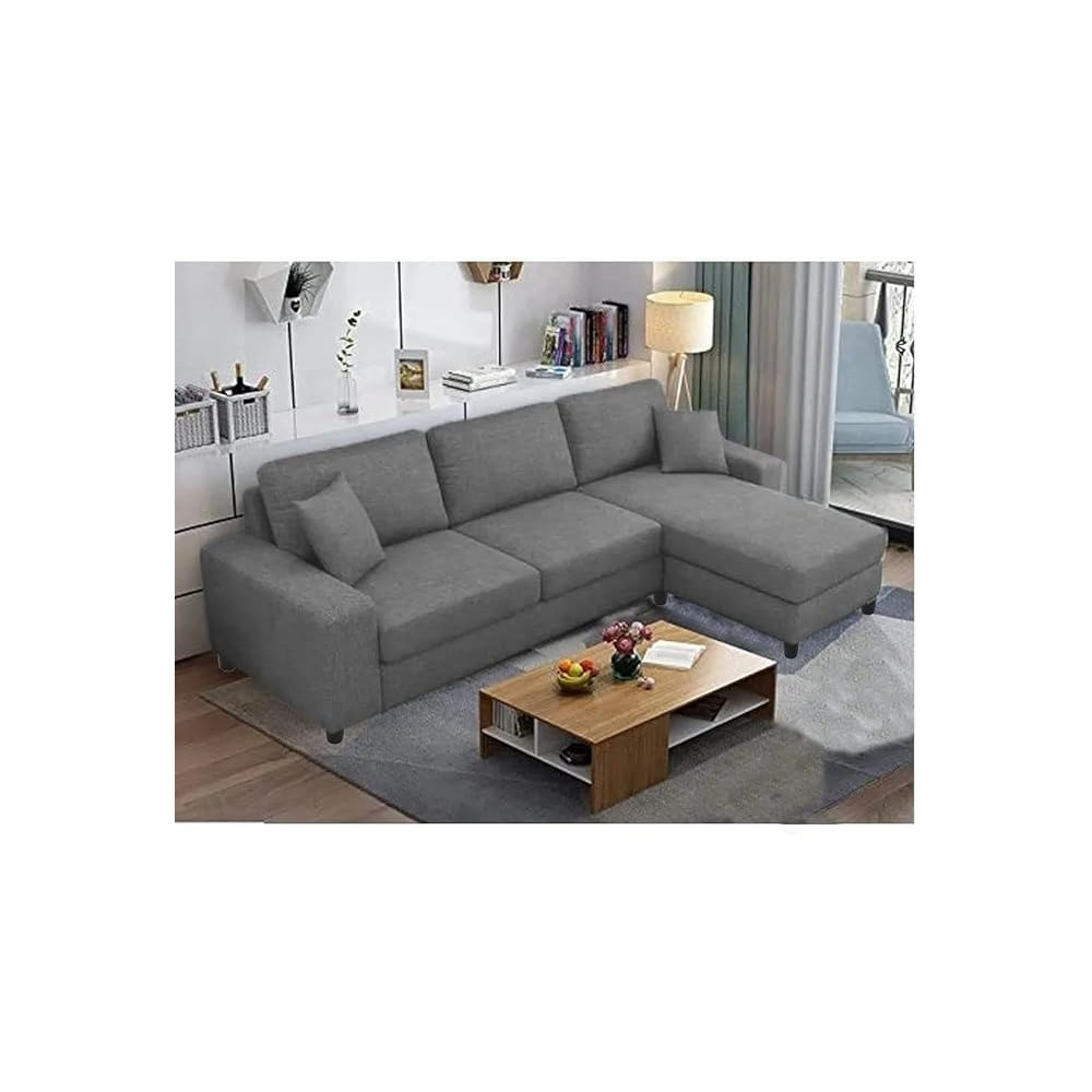 Raj Furniture L Shape Rhs Sofa For Living Room, Grey