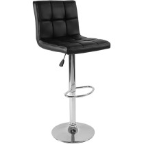 Ripple Furniture Modern Square Leather Adjustable Bar Stools, Black