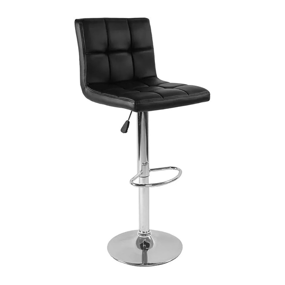 Ripple Furniture Modern Square Leather Adjustable Bar Stools, Black