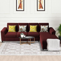 Raj Furniture Harmony 6-Seater L-Shape Sofa Set For Living Room, Maroon