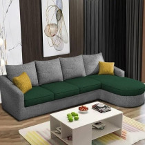Raj Furniture Sumptuous Serenity The Round Lounger L-Shape 6 Seater Sofa Set For Your Living Room (RHS), Green Grey