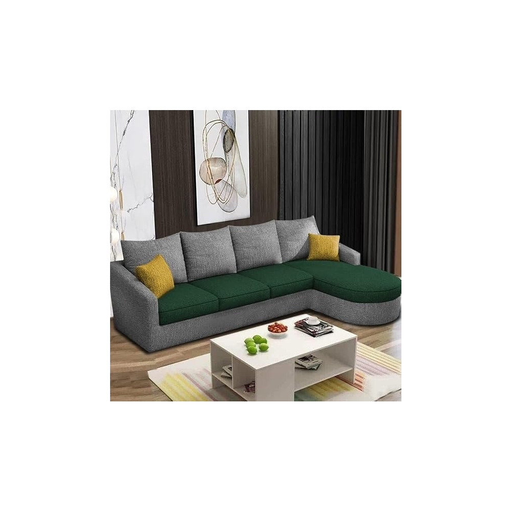 Raj Furniture Sumptuous Serenity The Round Lounger L-Shape 6 Seater Sofa Set For Your Living Room (RHS), Green Grey