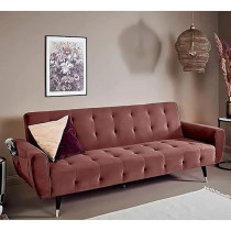 Raj Furniture 2 in 1 Upholstered Flip Sofa Bed, Dark Pink